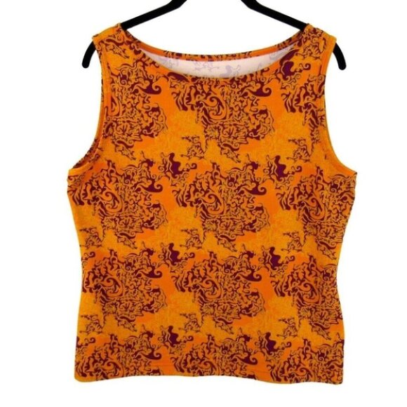 Royal Robbins Orange Purple Abstract Floral Tank Top Womens Size L Sleeveless - Picture 1 of 8